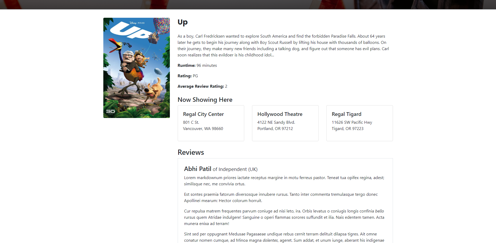 UP movie page